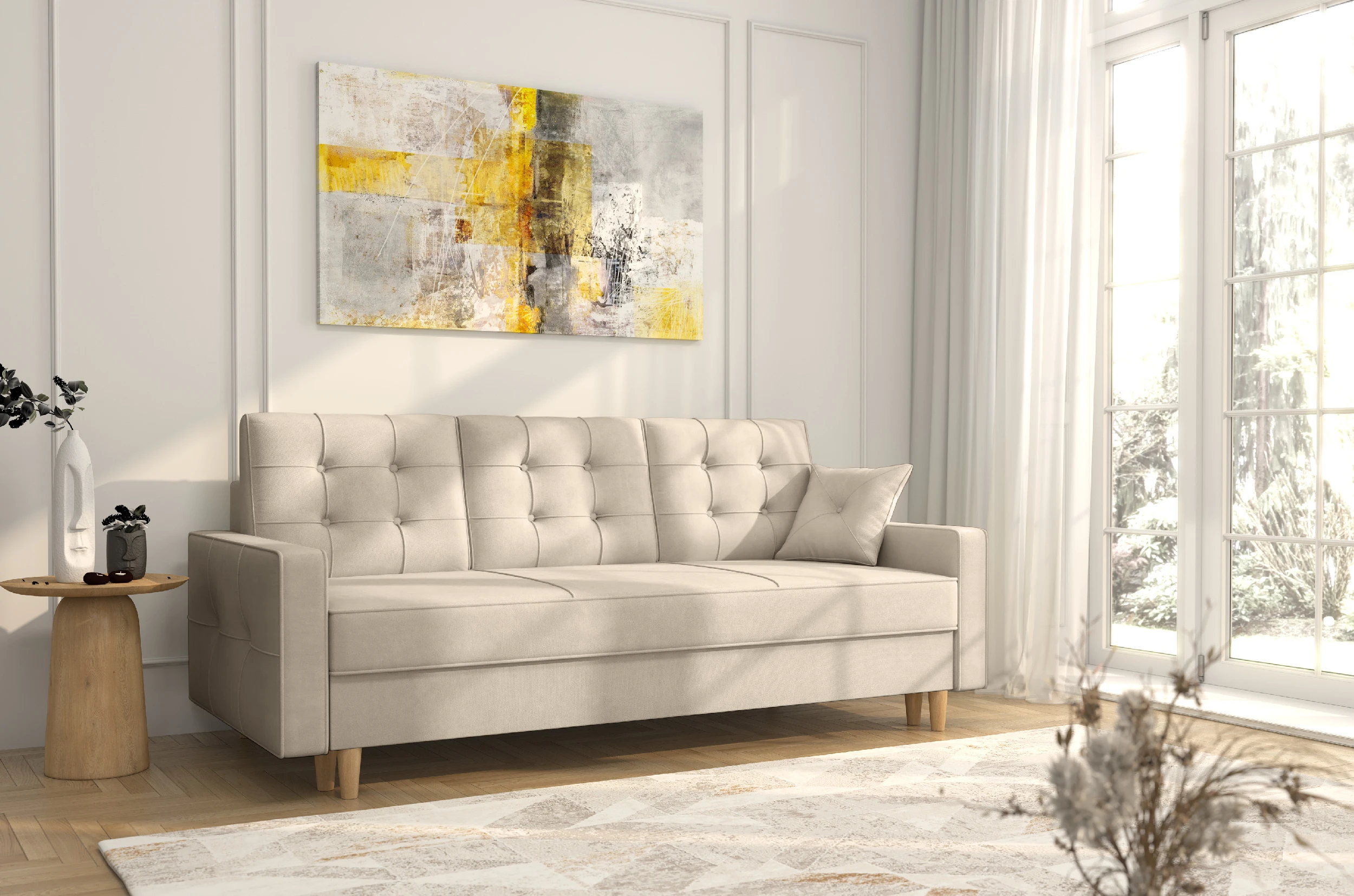 Beżowa kanapa Broadway w tkaninie Uttario Velvet 2974